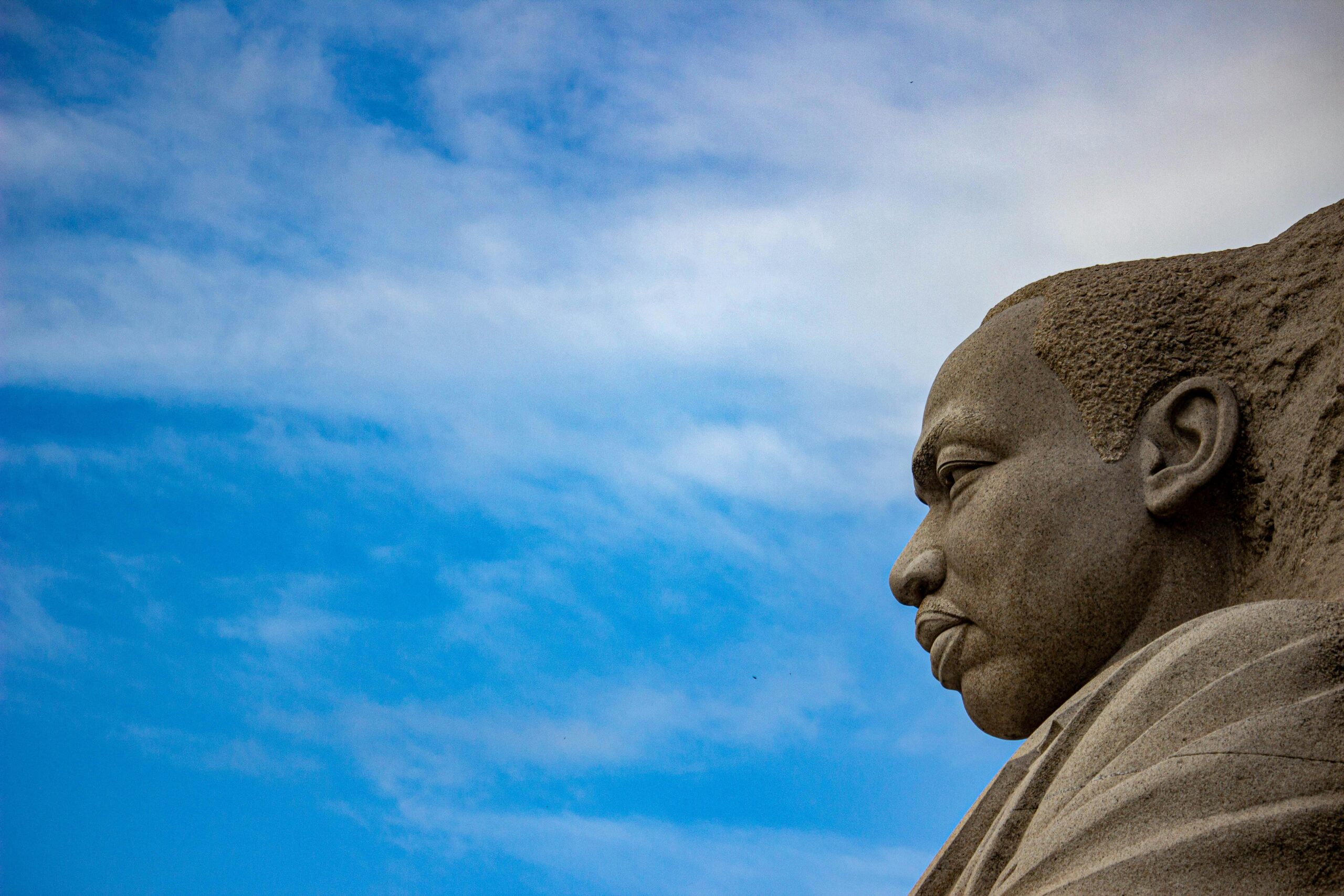 Martin Luther King, Jr., memorial against a blue sky