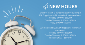 New Hours effective March 1